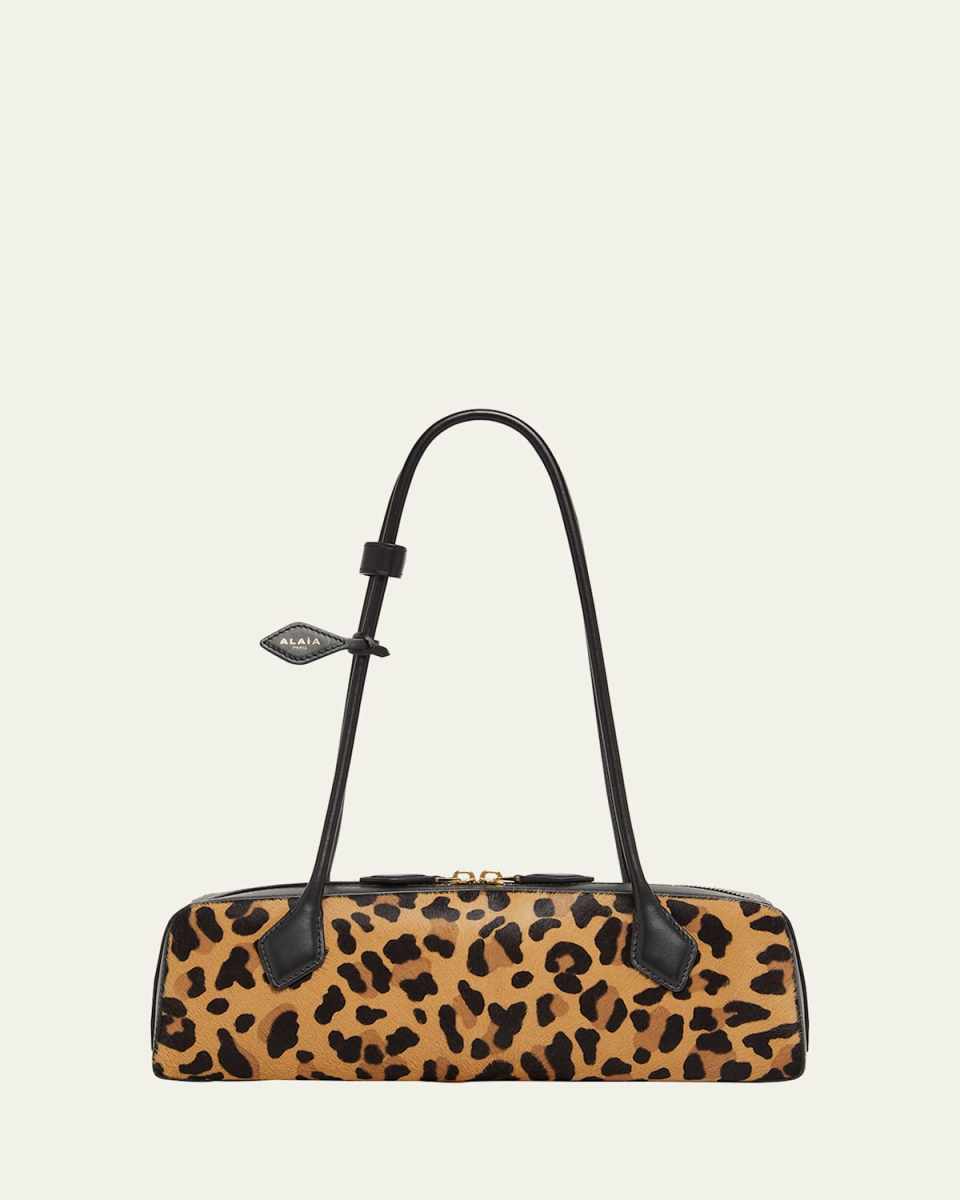 Le Teckel Medium Shoulder Bag in Leopard Calf Hair